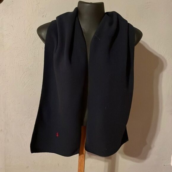 Vintage Polo Sport by Ralph Lauren 56” x 9.5” navy blue fleece scarf w/red logo - Picture 1 of 6